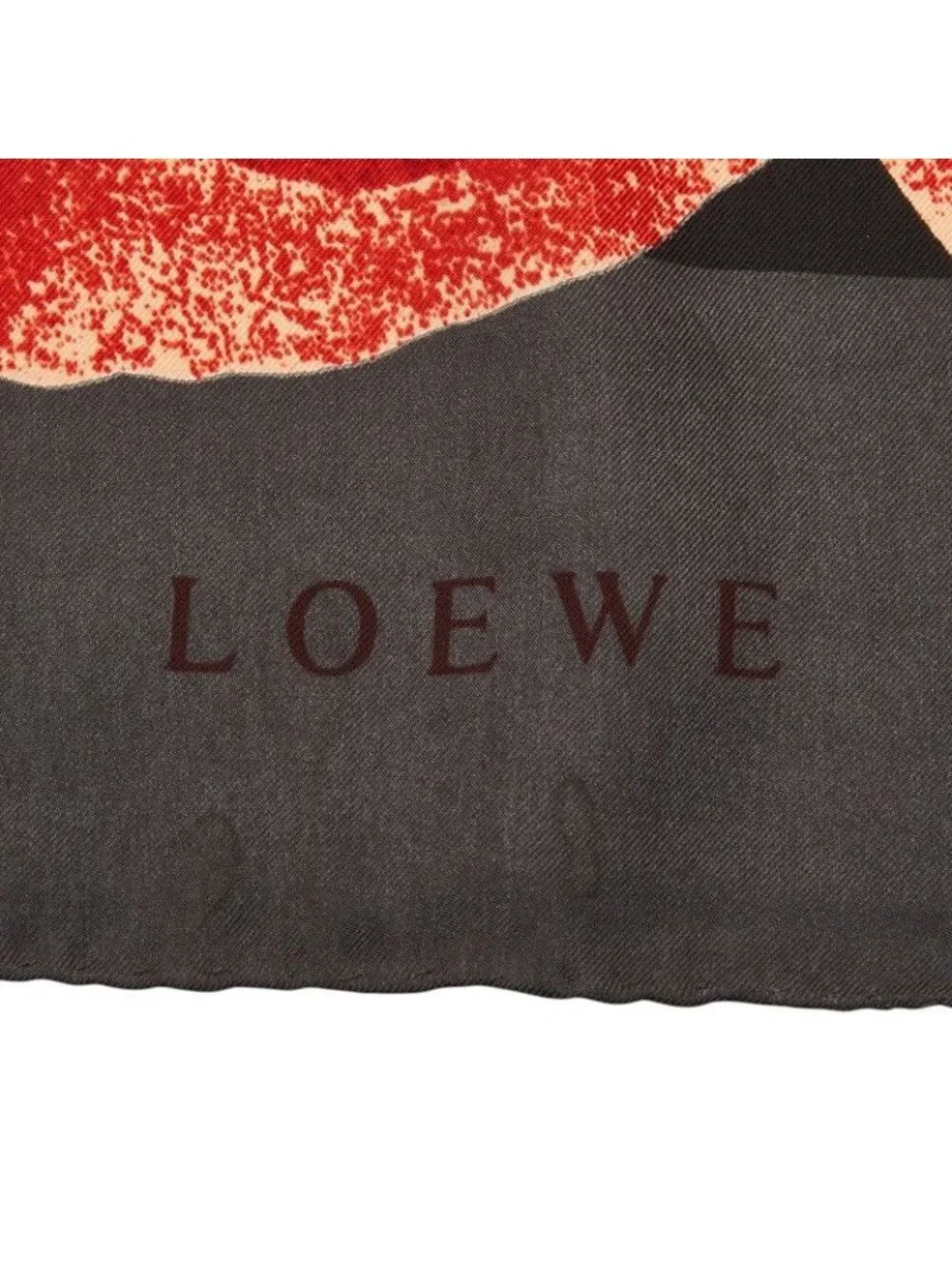 Loewe Peony Print Scarf Gray Red Silk